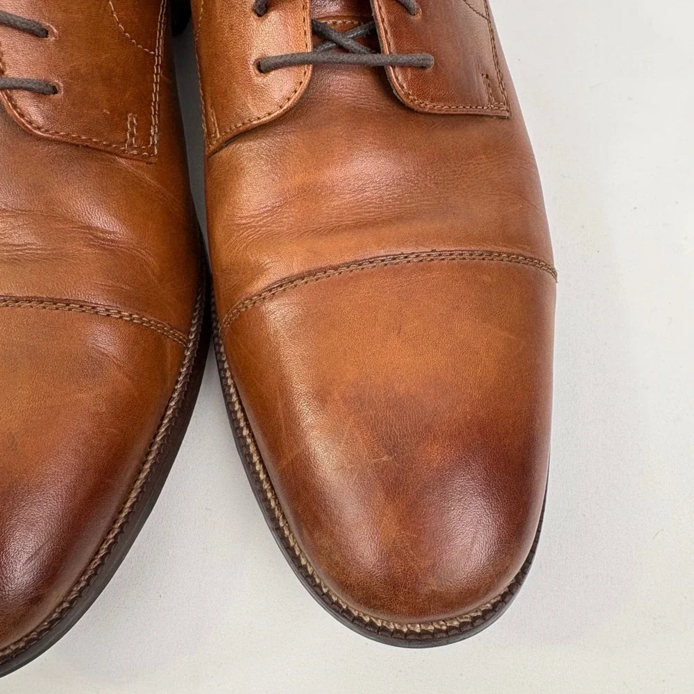 Cole Haan Mens Benton Cap Toe British Tan Leather Derby Oxford Shoes Size 11 M